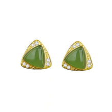 Natural Jade Earrings Nephrite Silver Earrings