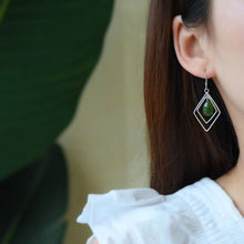Natural Jade Earrings Nephrite Silver Earrings