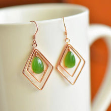 Natural Jade Earrings Nephrite Silver Earrings