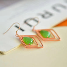 Natural Jade Earrings Nephrite Silver Earrings
