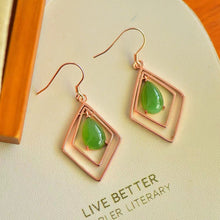 Natural Jade Earrings Nephrite Silver Earrings