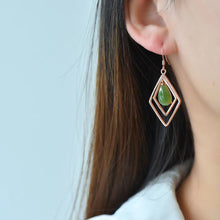 Natural Jade Earrings Nephrite Silver Earrings