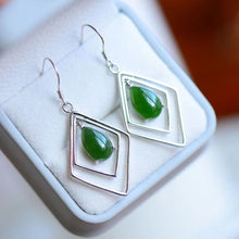 Natural Jade Earrings Nephrite Silver Earrings