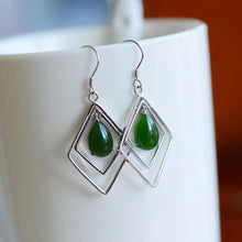 Natural Jade Earrings Nephrite Silver Earrings