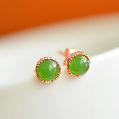 Natural Jade Earrings Nephrite Silver Earrings