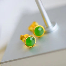 Natural Jade Earrings Nephrite Silver Earrings