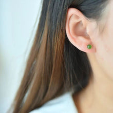 Natural Jade Earrings Nephrite Silver Earrings