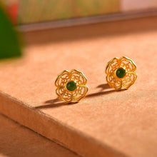 Natural Jade Earrings Nephrite Silver Earrings
