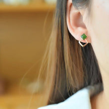 Natural Jade Earrings Nephrite Silver Earrings