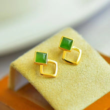 Natural Jade Earrings Nephrite Silver Earrings