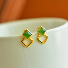 Natural Jade Earrings Nephrite Silver Earrings