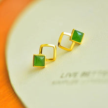 Natural Jade Earrings Nephrite Silver Earrings
