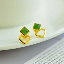 Natural Jade Earrings Nephrite Silver Earrings