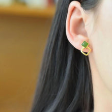 Natural Jade Earrings Nephrite Silver Earrings