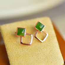 Natural Jade Earrings Nephrite Silver Earrings