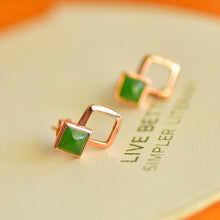 Natural Jade Earrings Nephrite Silver Earrings