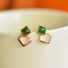 Natural Jade Earrings Nephrite Silver Earrings