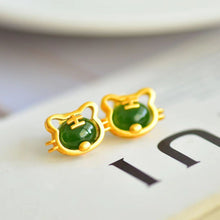Natural Jade Earrings Nephrite Silver Tiger Earrings