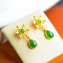 Natural Jade Earrings Nephrite Silver Earrings
