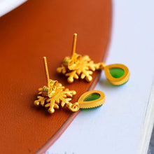 Natural Jade Earrings Nephrite Silver Earrings