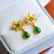 Natural Jade Earrings Nephrite Silver Earrings