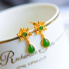 Natural Jade Earrings Nephrite Silver Earrings
