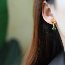 Natural Jade Earrings Nephrite Silver Earrings
