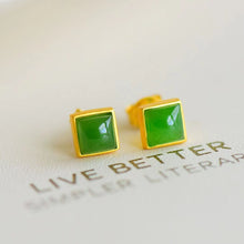 Natural Jade Earrings Nephrite Silver Earrings