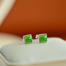 Natural Jade Earrings Nephrite Silver Earrings