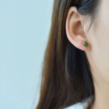 Natural Jade Earrings Nephrite Silver Earrings