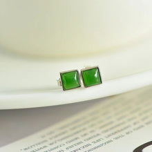 Natural Jade Earrings Nephrite Silver Earrings