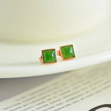 Natural Jade Earrings Nephrite Silver Earrings