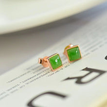 Natural Jade Earrings Nephrite Silver Earrings