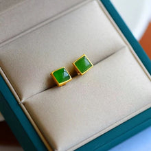 Natural Jade Earrings Nephrite Silver Earrings