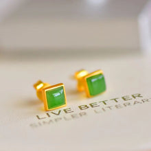 Natural Jade Earrings Nephrite Silver Earrings