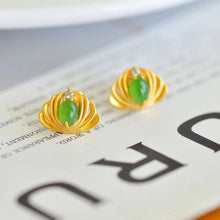 Natural Jade Earrings Nephrite Silver Earrings