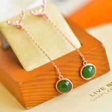 Natural Jade Earrings Nephrite Silver Earrings