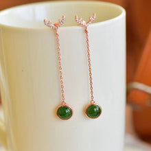 Natural Jade Earrings Nephrite Silver Earrings