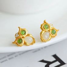 Natural Jade Earrings Nephrite Silver Owl Earrings