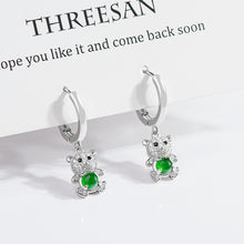 Natural Jade Earrings Silver Bear Jadeite Earrings