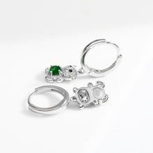 Natural Jade Earrings Silver Bear Jadeite Earrings