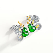 Natural Jade Earrings Silver Butterfly Hulu Jadeite Earrings