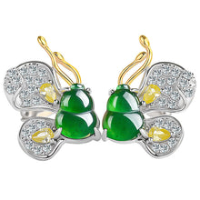 Natural Jade Earrings Silver Butterfly Hulu Jadeite Earrings