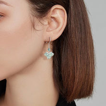 Natural Jade Earrings Silver Butterfly Jadeite Earrings