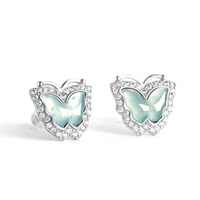 Natural Jade Earrings Silver Butterfly Jadeite Earrings