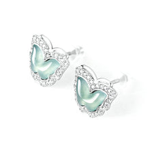 Natural Jade Earrings Silver Butterfly Jadeite Earrings