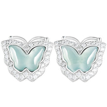 Natural Jade Earrings Silver Butterfly Jadeite Earrings