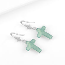 Natural Jade Earrings Silver Cross Jadeite Earrings