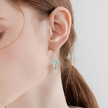 Natural Jade Earrings Silver Cross Jadeite Earrings