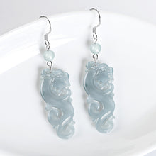 Natural Jade Earrings Silver Dragon Jadeite Earrings